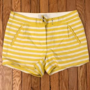 Yellow and white JCrew striped shorts